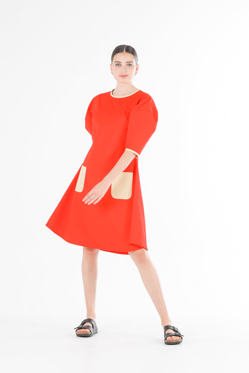 Hera dress in coral red