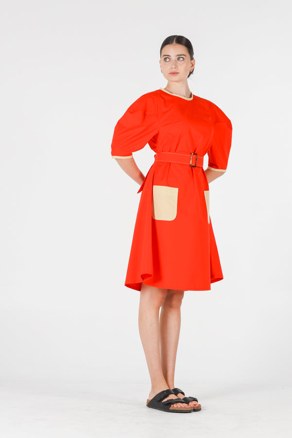 Hera dress in coral red