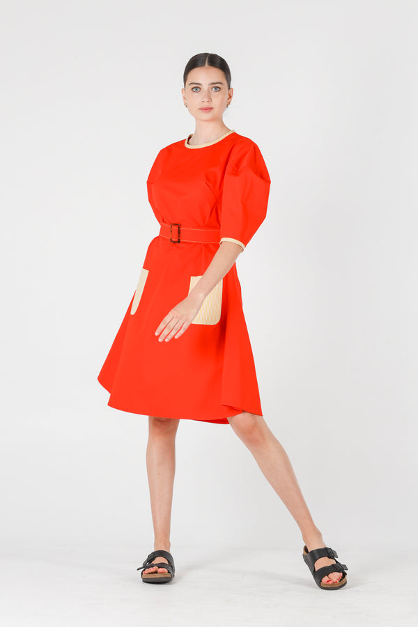 Hera dress in coral red