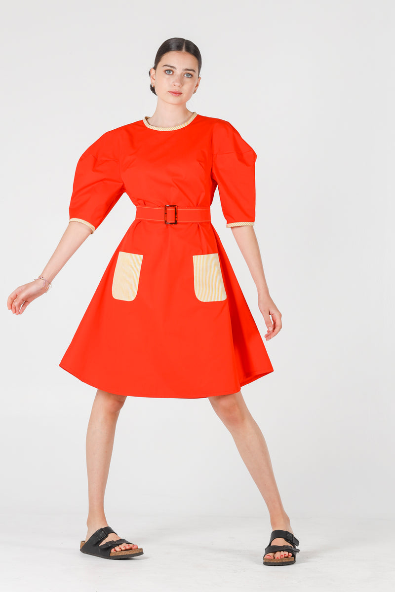 Hera dress in coral red