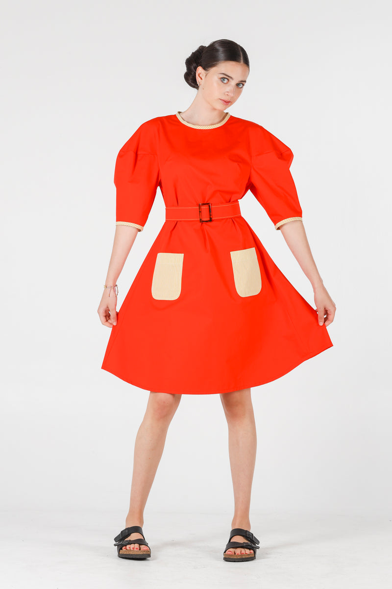 Hera dress in coral red