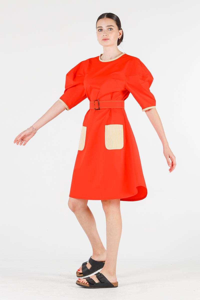 Hera dress in coral red