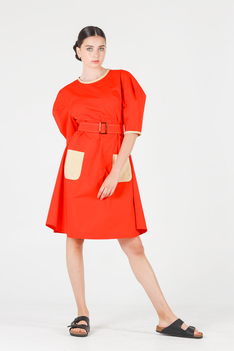 Hera dress in coral red