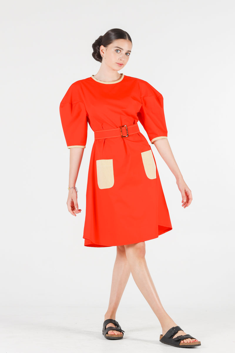 Hera dress in coral red