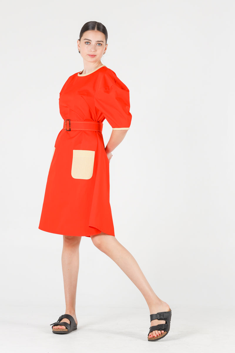 Hera dress in coral red