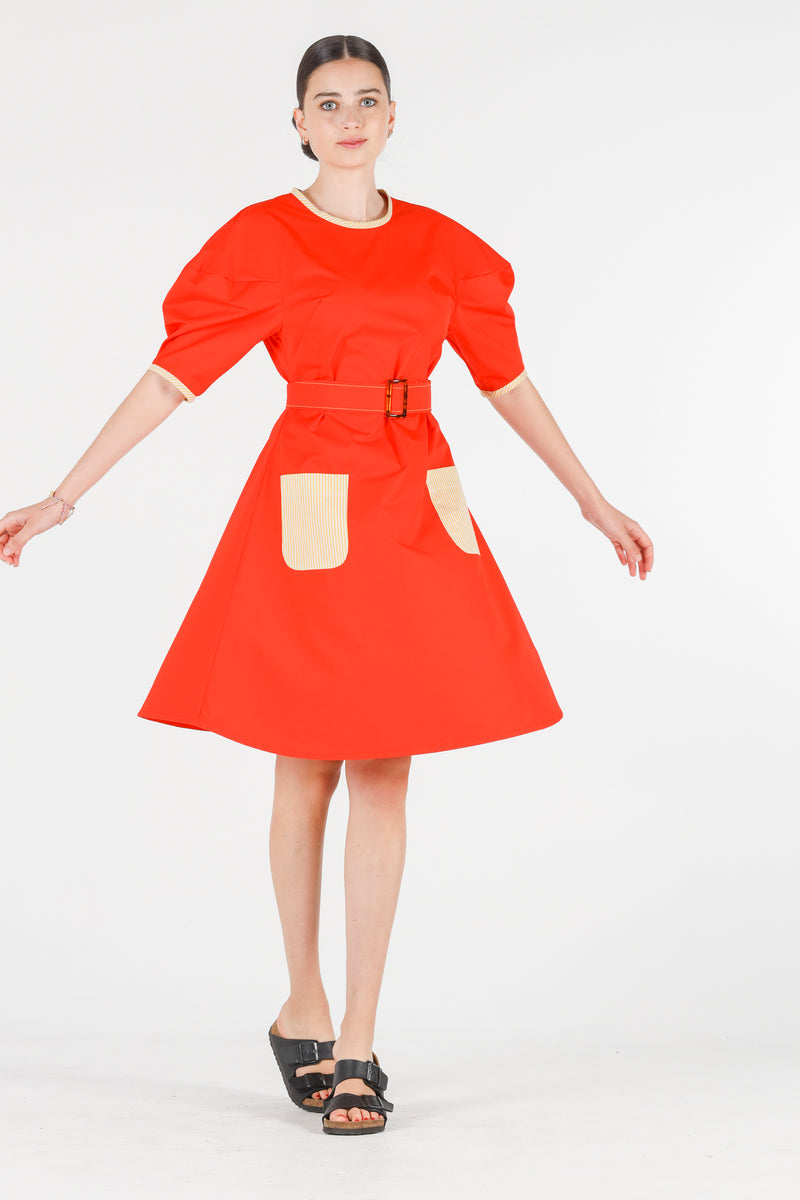 Hera dress in coral red