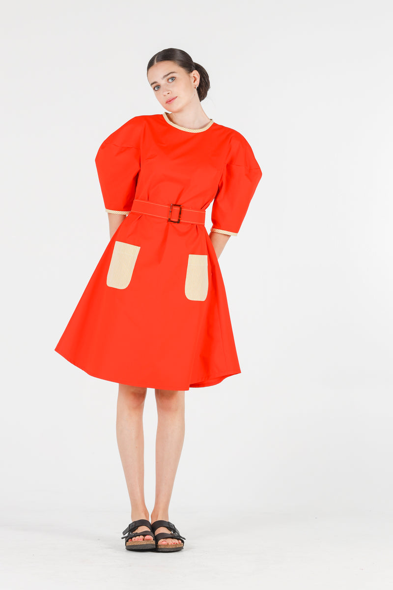 Hera dress in coral red