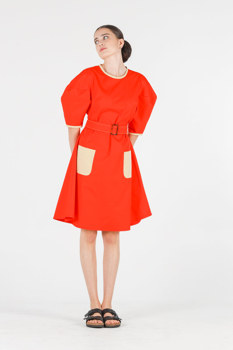 Hera dress in coral red