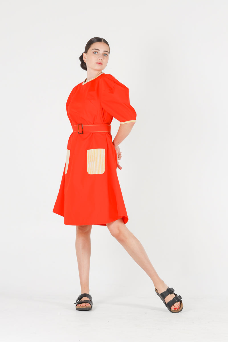 Hera dress in coral red