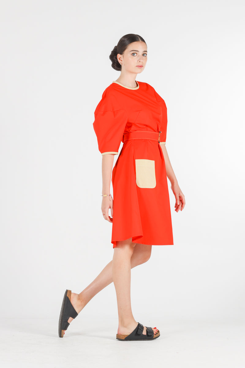 Hera dress in coral red