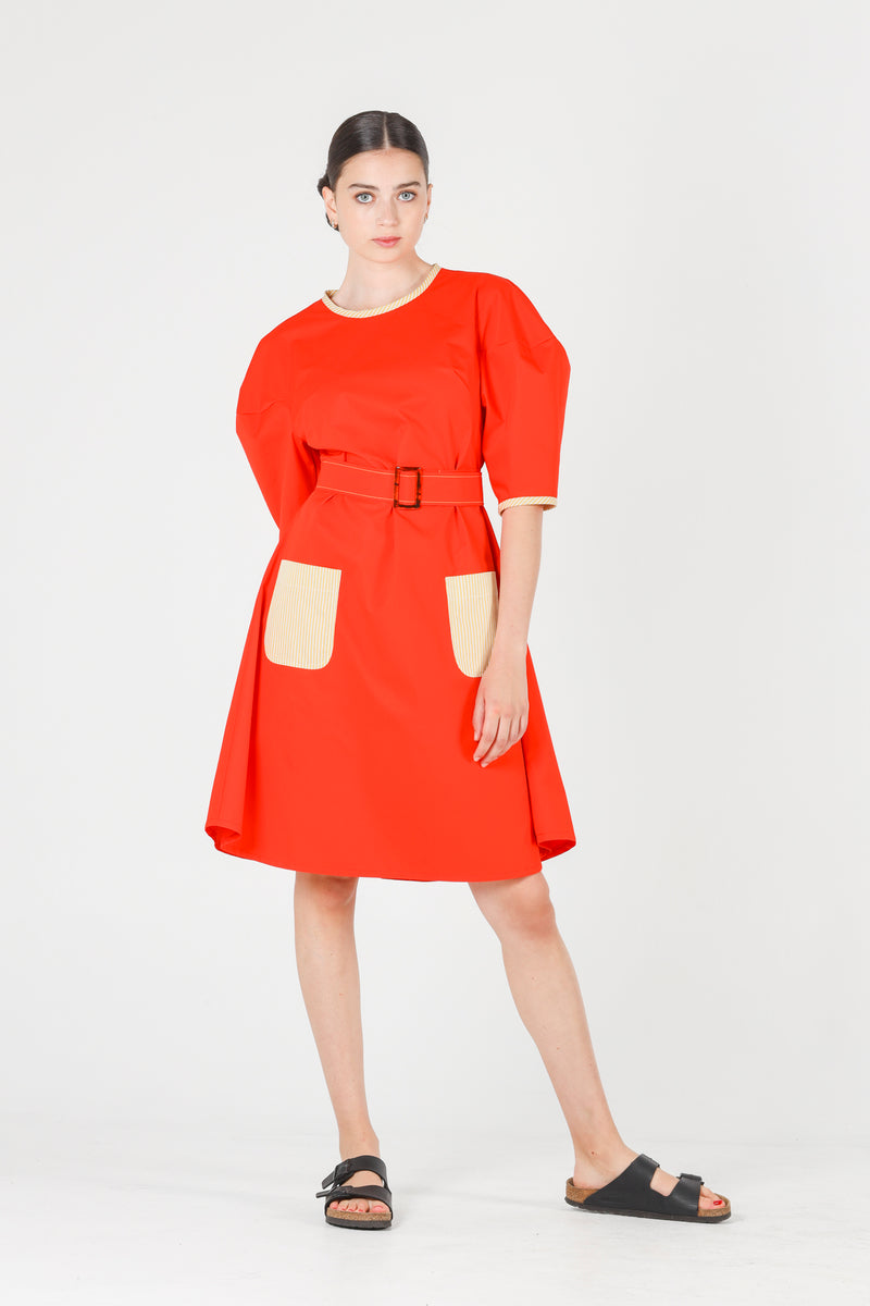 Hera dress in coral red