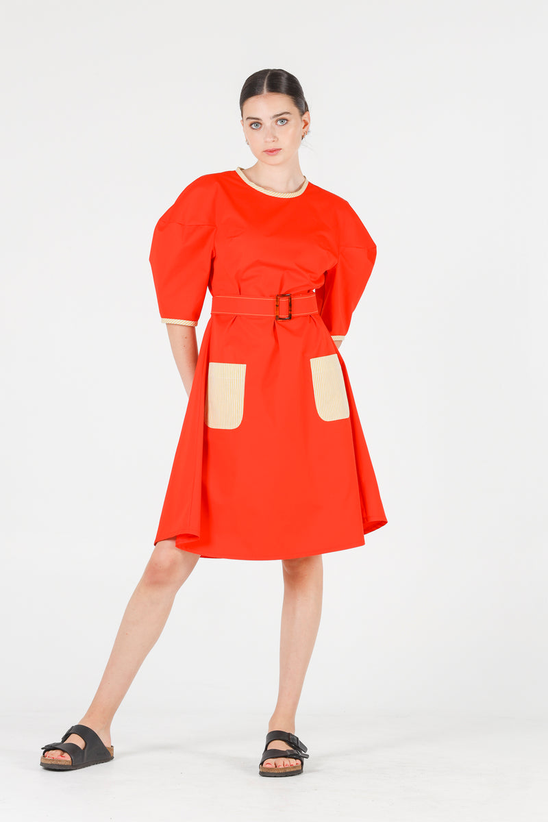 Hera dress in coral red