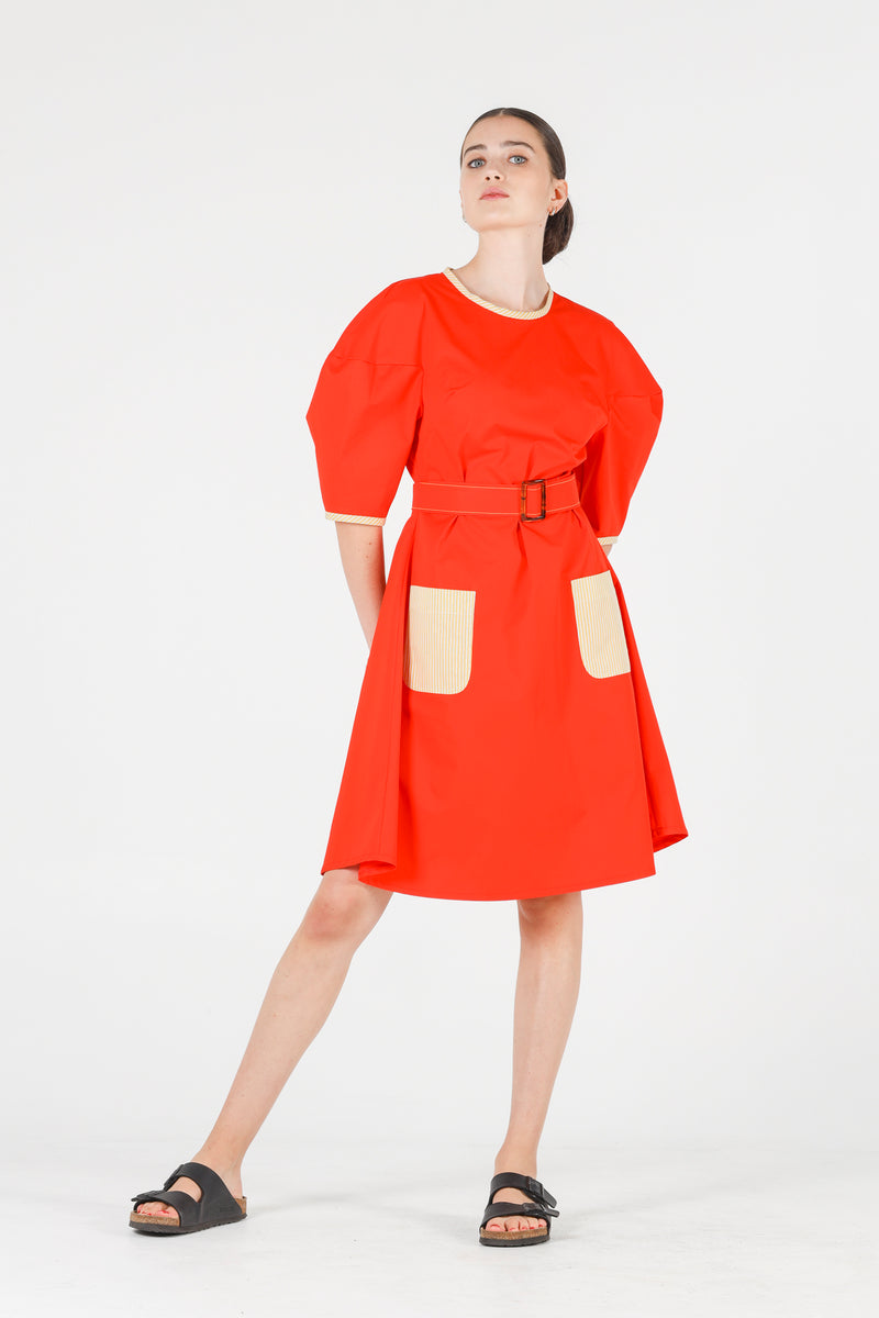 Hera dress in coral red