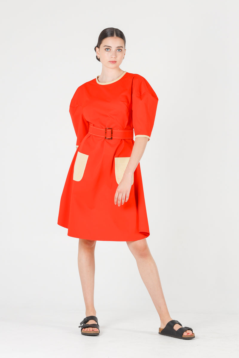 Hera dress in coral red