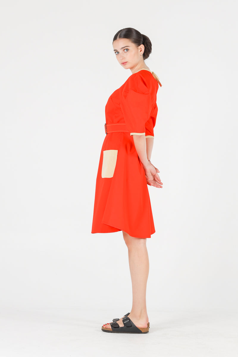 Hera dress in coral red