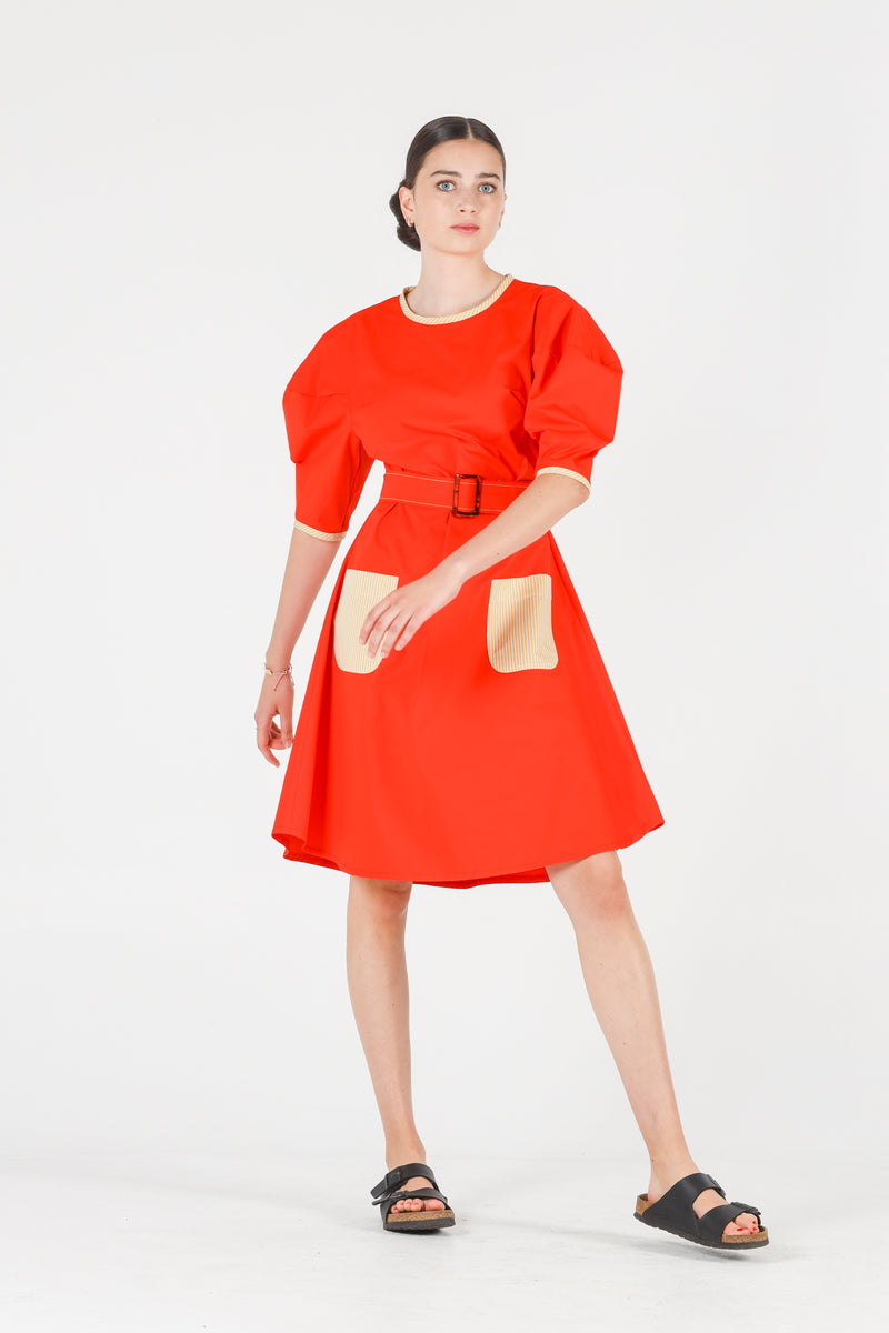 Hera dress in coral red