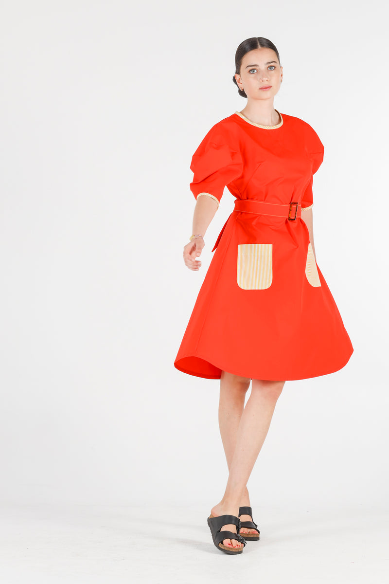 Hera dress in coral red