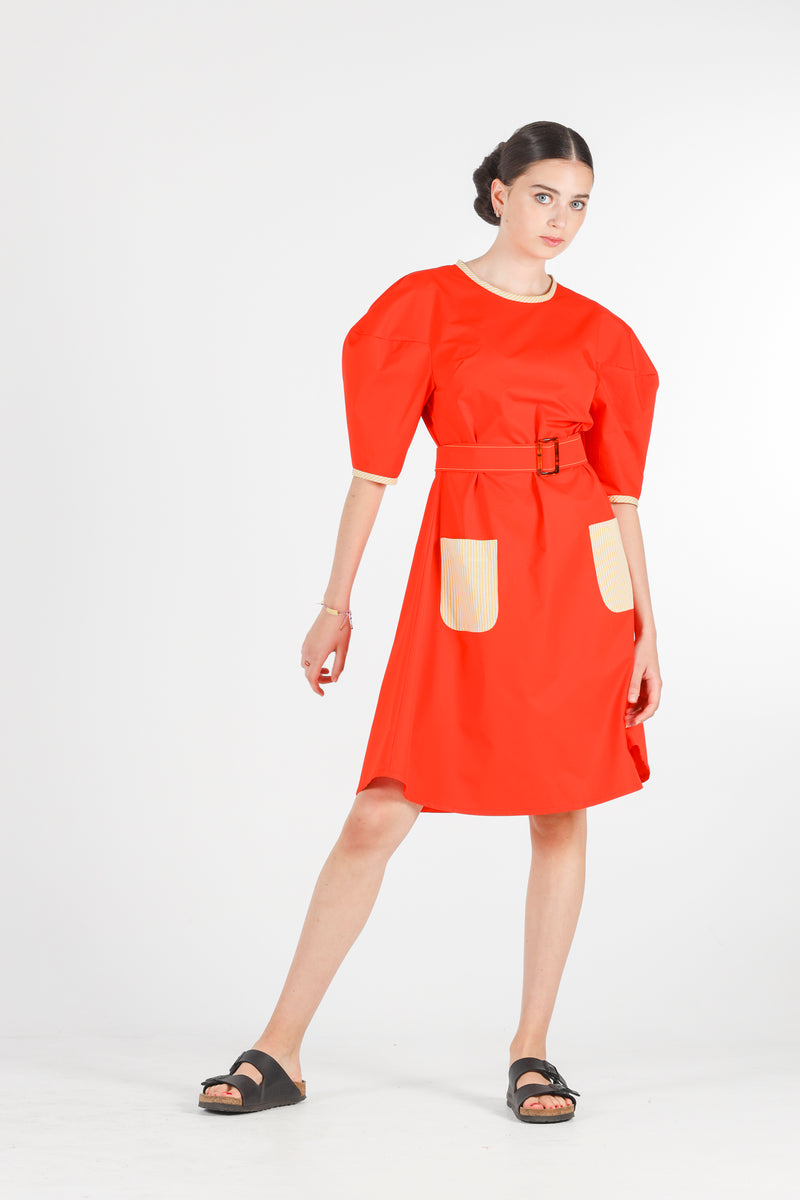 Hera dress in coral red