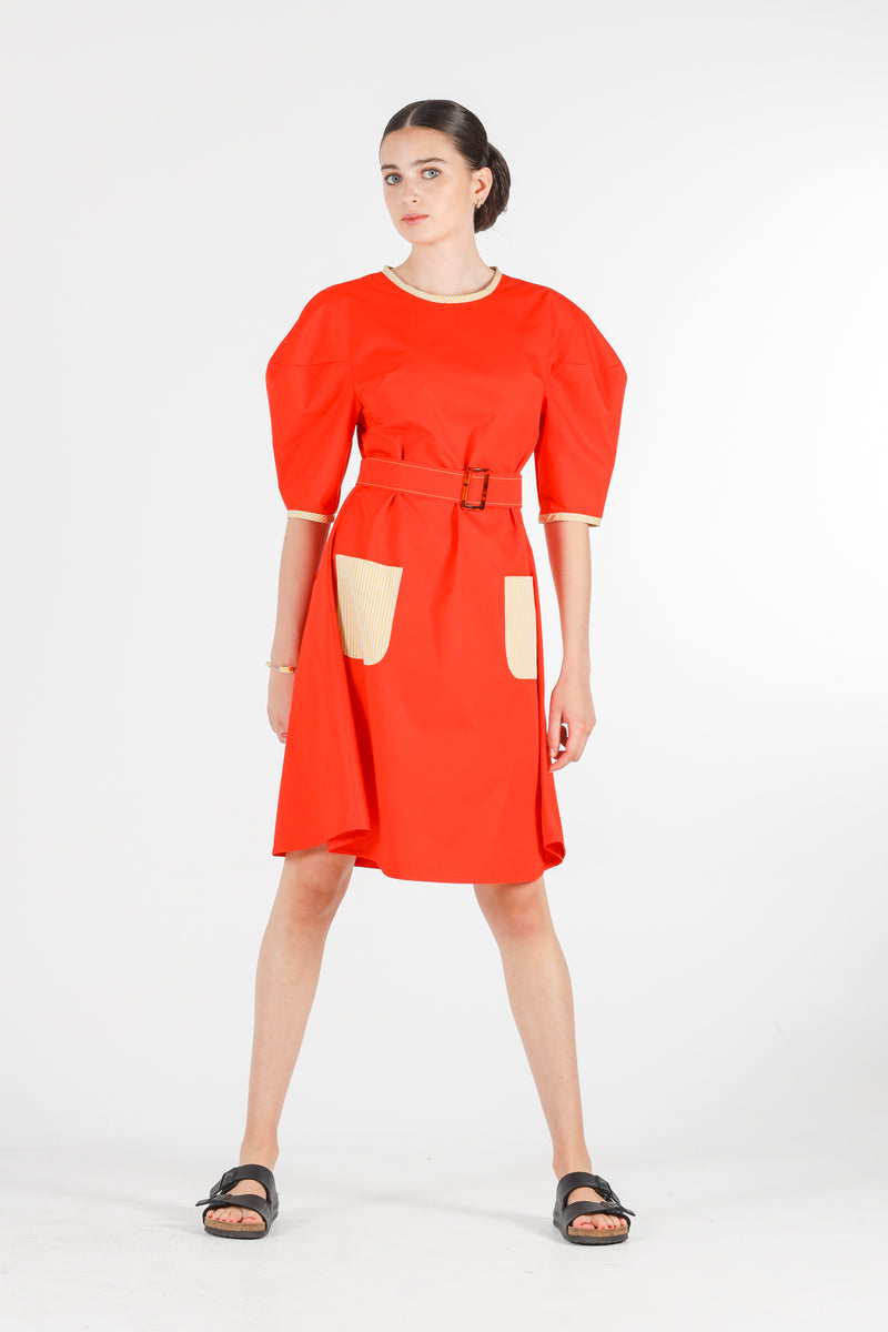 Hera dress in coral red