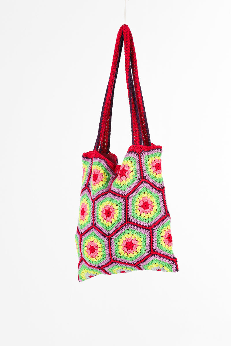 Handmade crochet bag in red