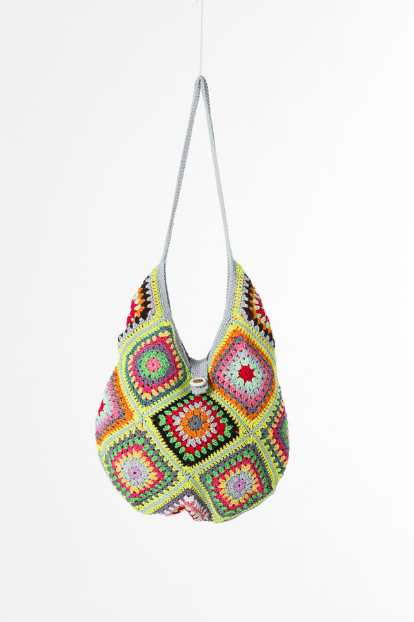 Handmade crochet bag in lime green