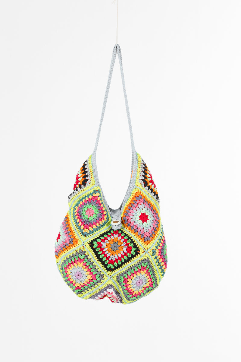 Handmade crochet bag in lime green