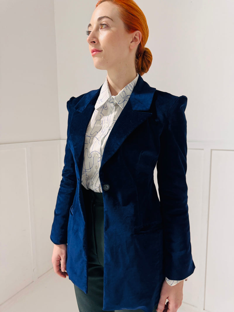 1- Navy velvet blazer