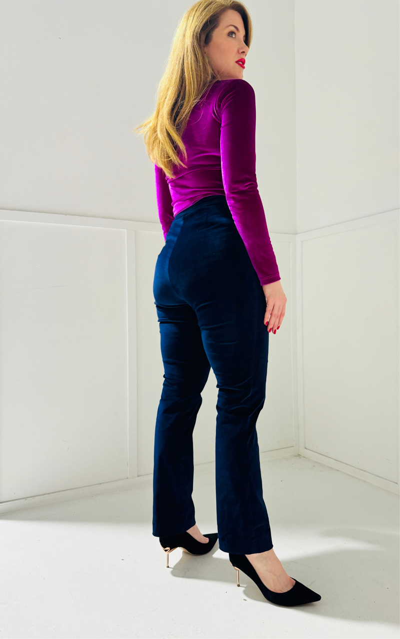 Magenta velvet basic l/s top