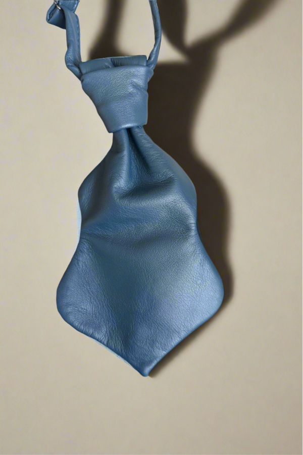 1 - Navy wave leather tie