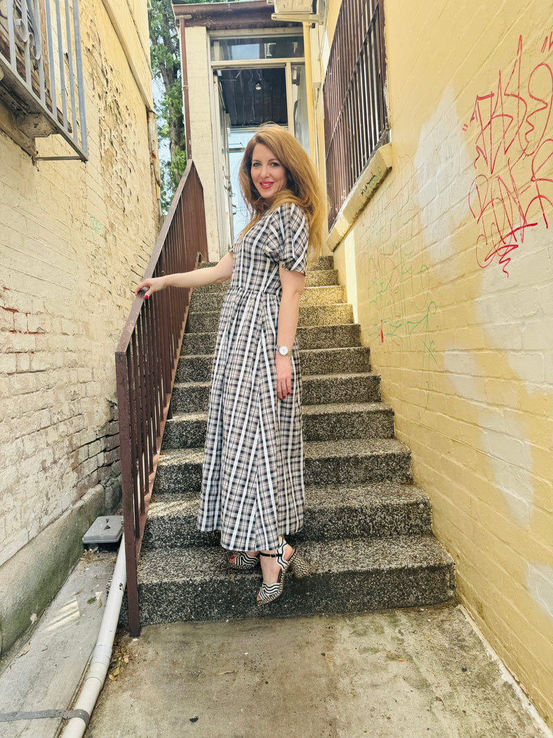1 - Amy dress in navy plaid