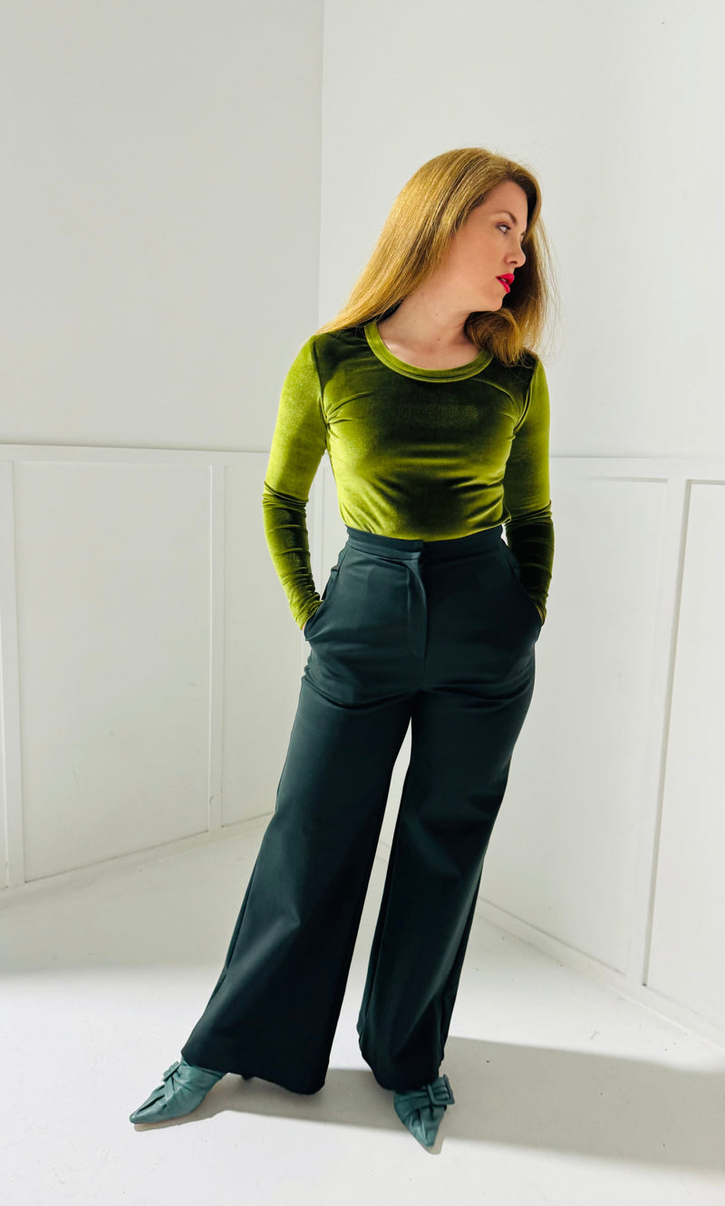 Sage velvet basic l/s top