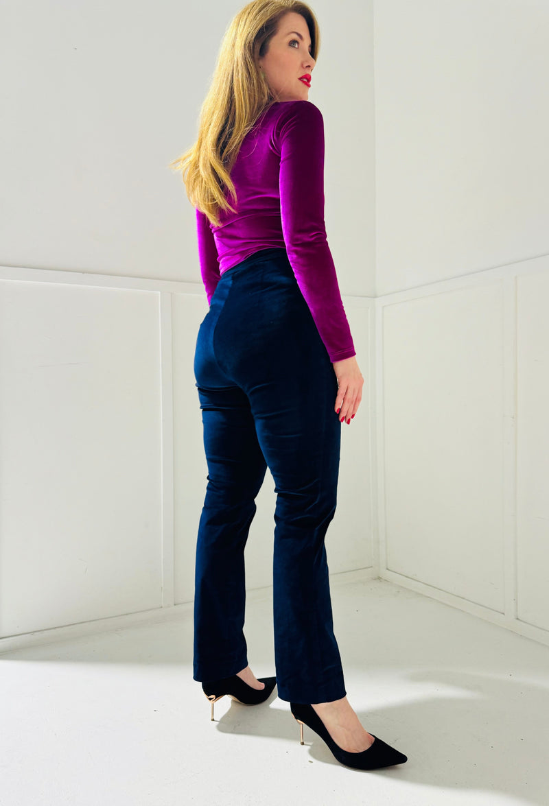 Magenta velvet basic l/s top