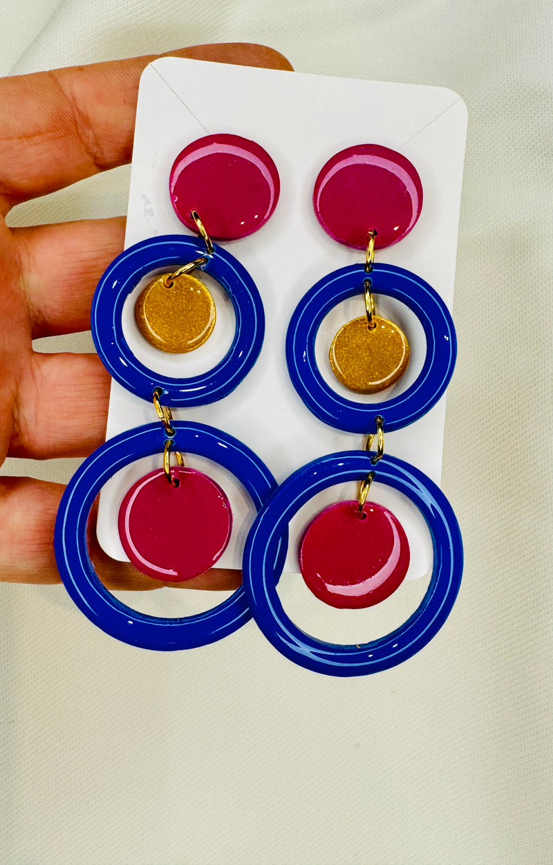 1- Long blue and purple earrings