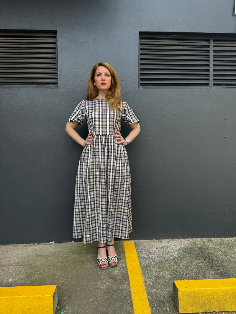 1 - Amy dress in navy plaid