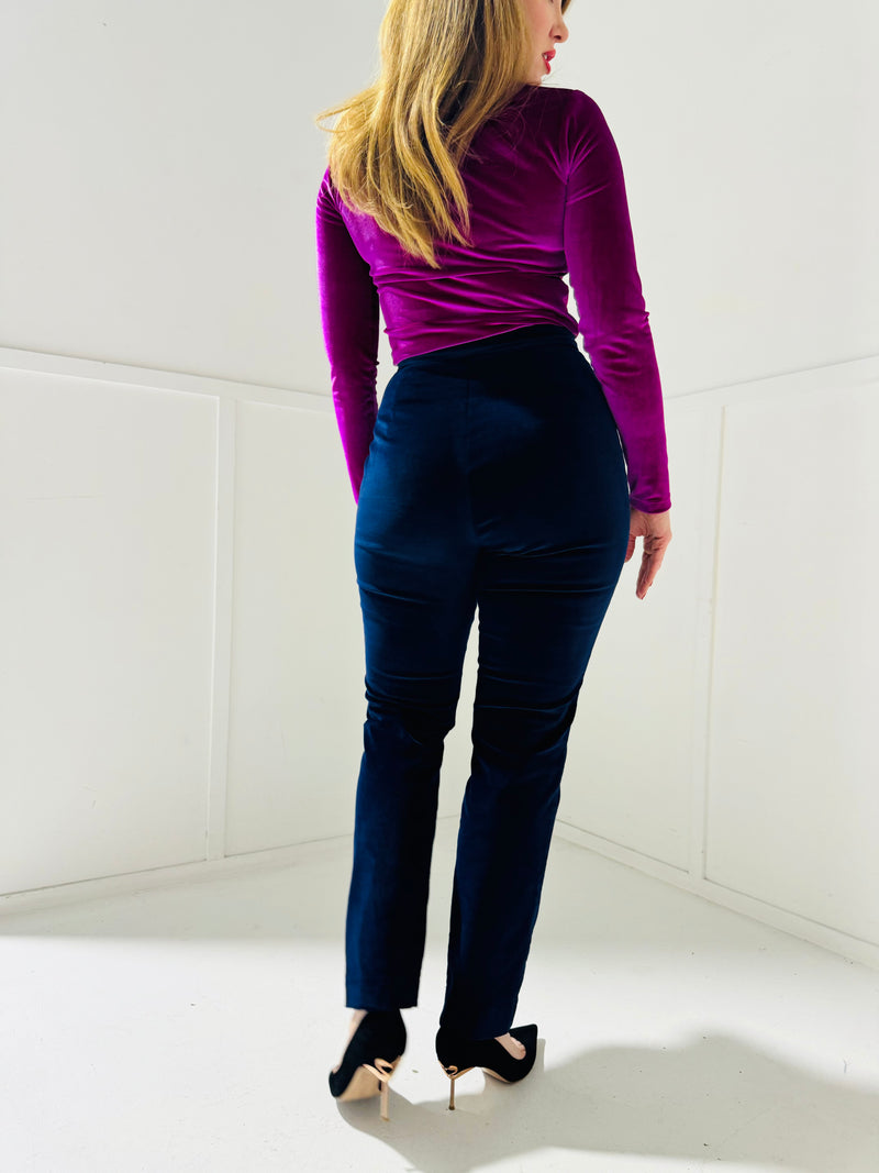 Magenta velvet basic l/s top