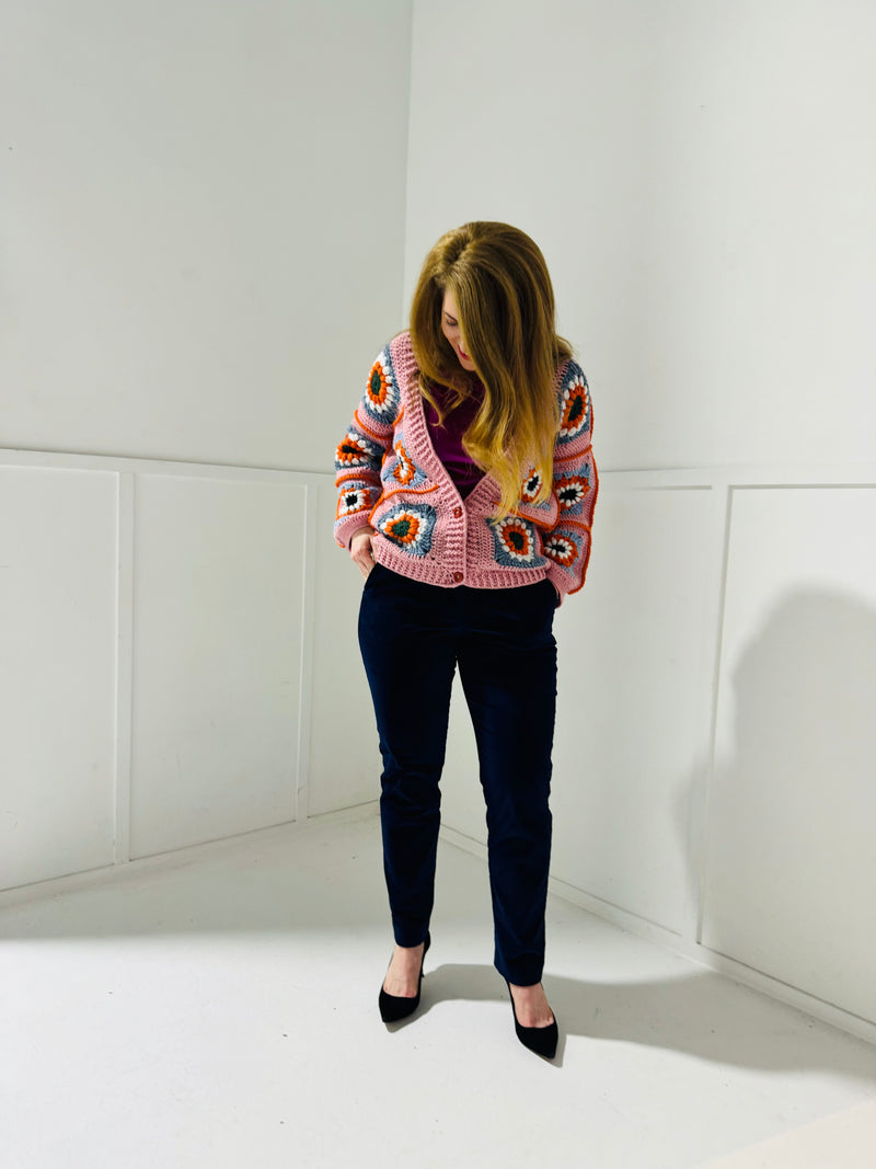 Handmade crochet cardigan in pink