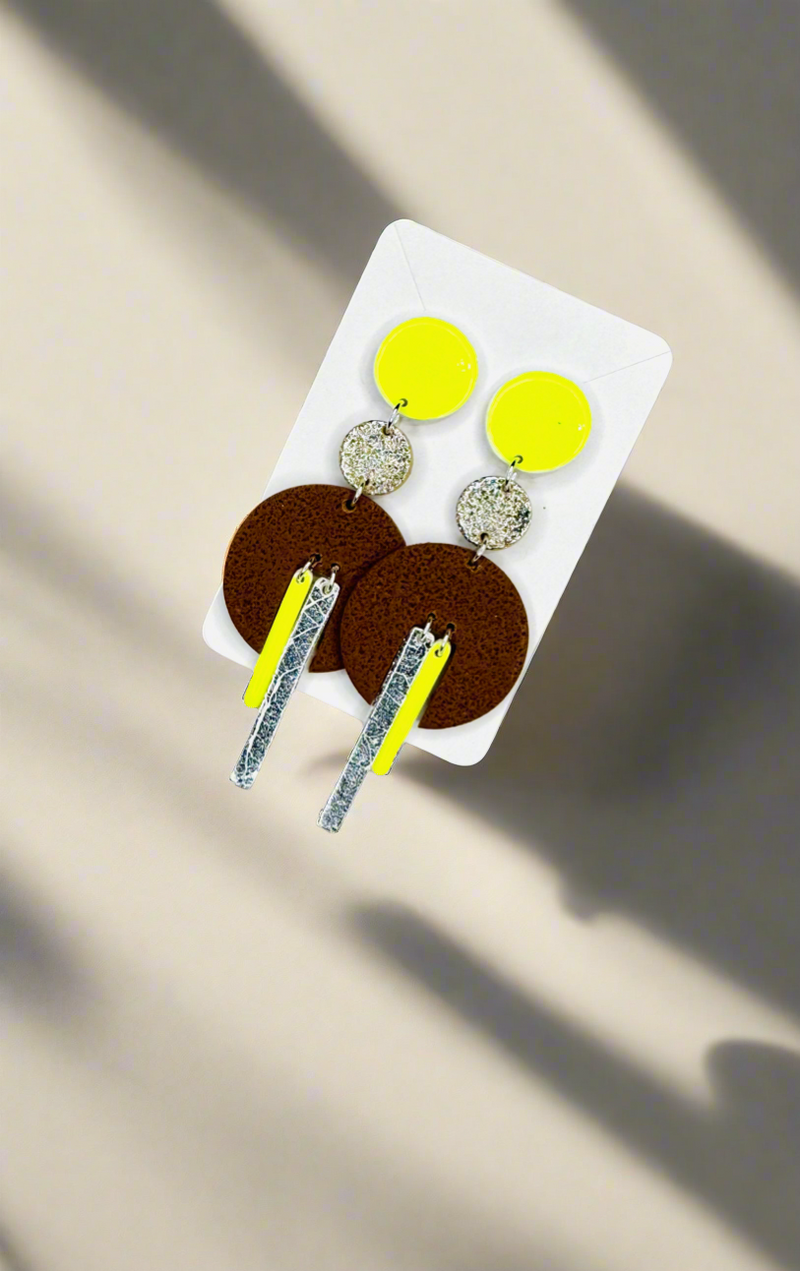 1- Long earrings in neon green