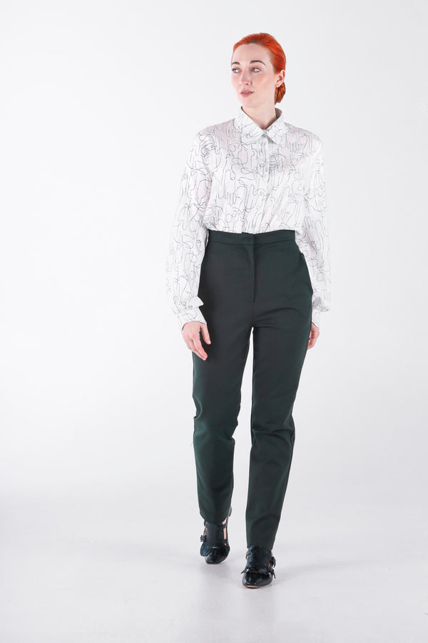 High waisted pants in petrol in straight leg