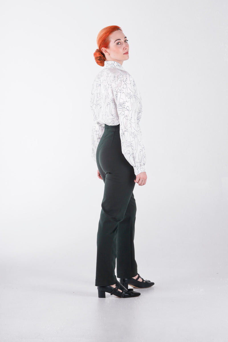 High waisted pants in petrol in straight leg