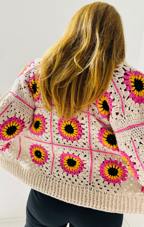Handmade crochet cardigan in white