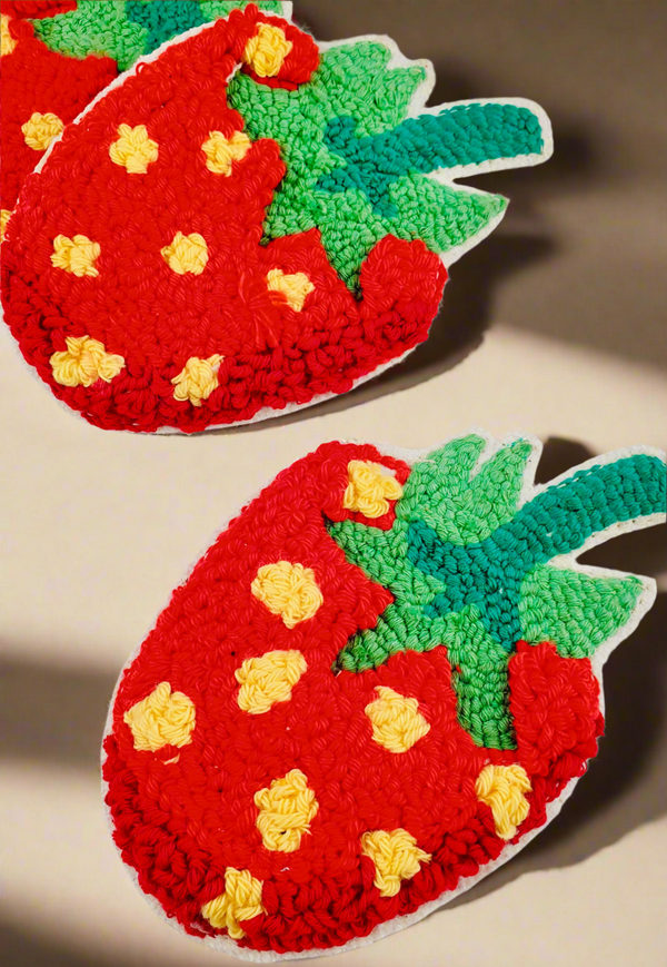 Strawberry embroidered brooch