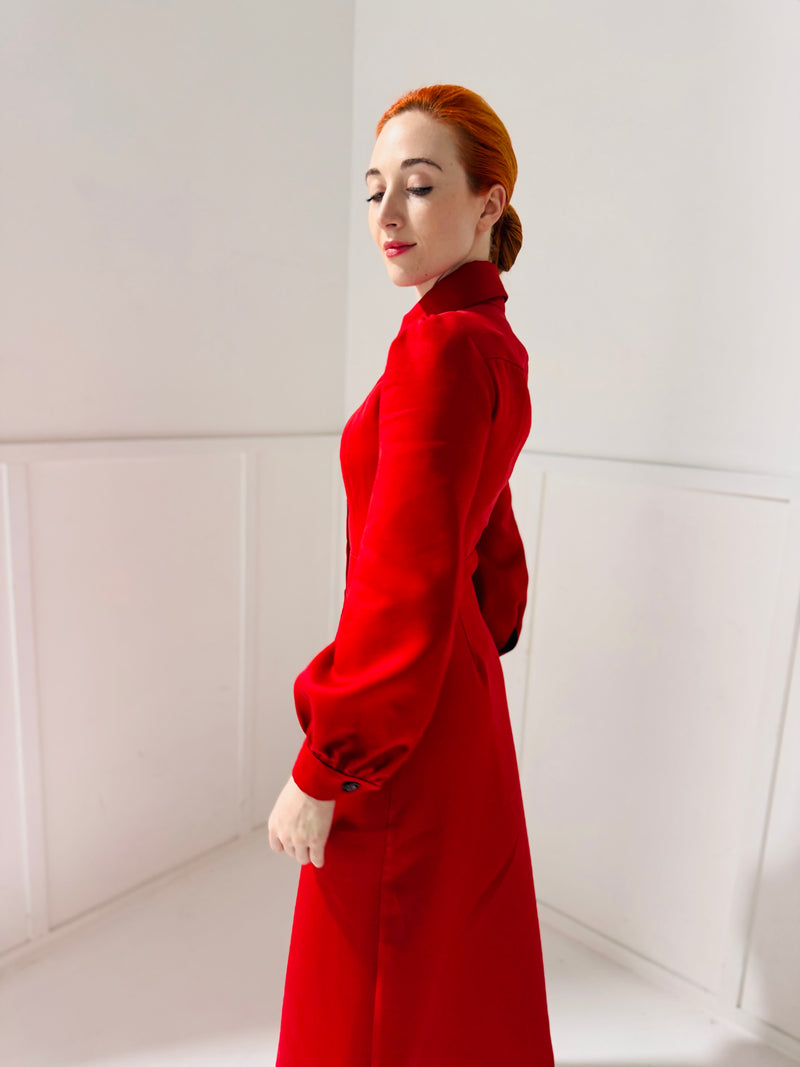 1 - Albert long dress in ruby red with long sleeves