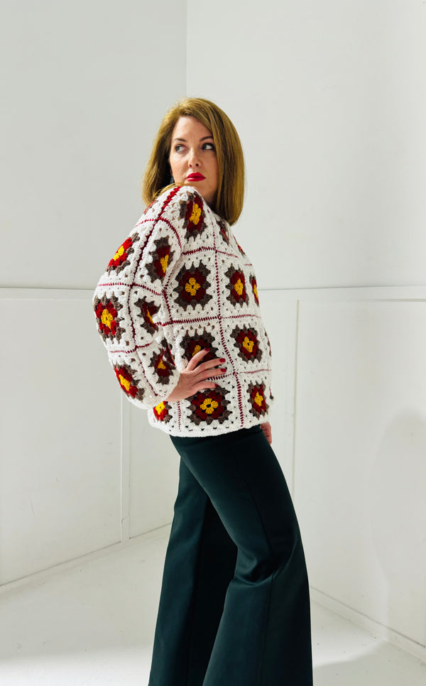 Handmade crochet jumper in white
