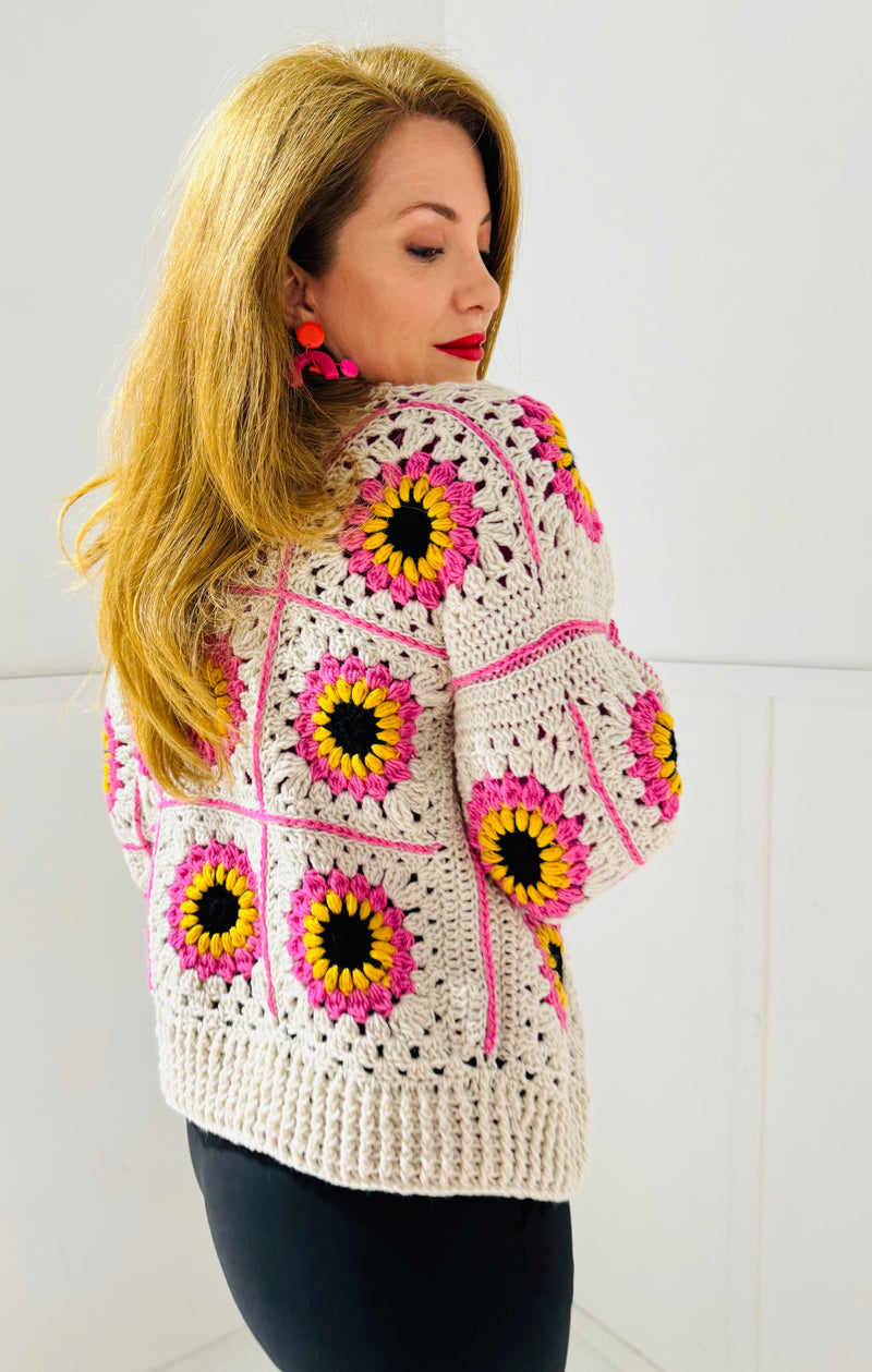 Handmade crochet cardigan in white