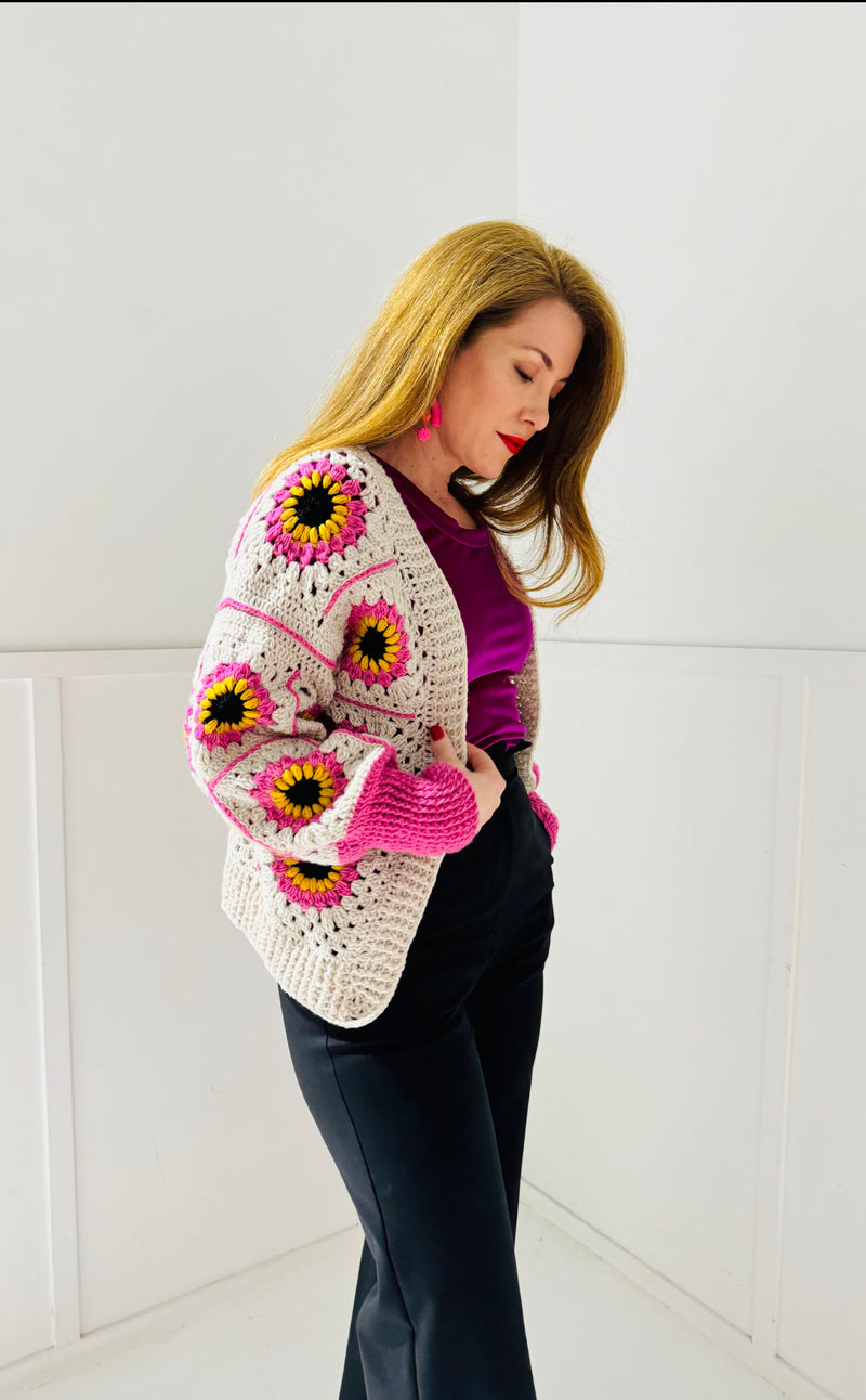 Handmade crochet cardigan in white