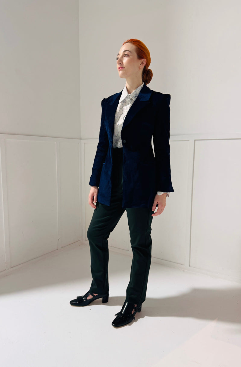 1- Navy velvet blazer