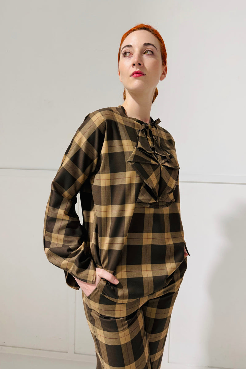 1- Brown top in tartan