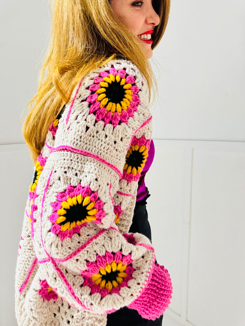 Handmade crochet cardigan in white