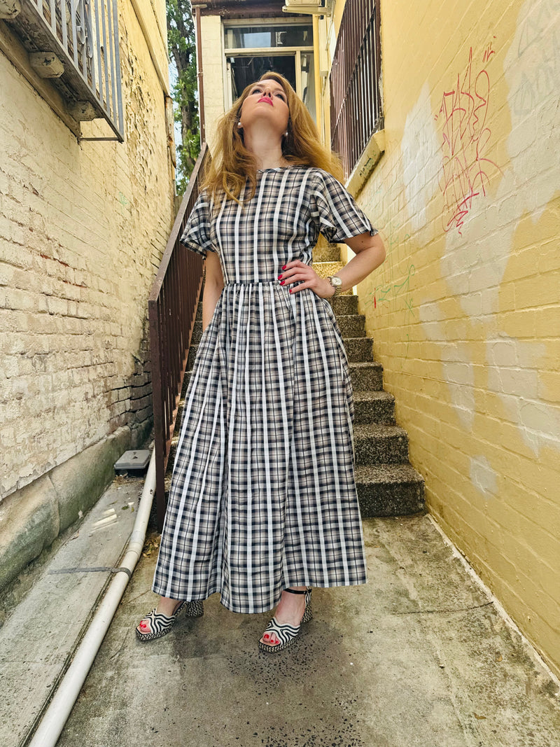 1 - Amy dress in navy plaid