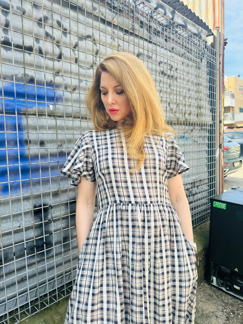 1 - Amy dress in navy plaid